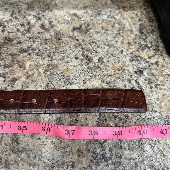 Garuglieri Embossed Brown Leather Belt Western Size Large Made In Italy - Picture 4 of 5